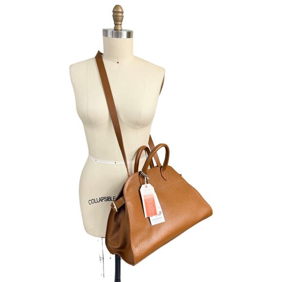 NWT Divina Firenze Made in Italy Leather Satchel Tote Bag in Cuoio Tan - Picture 1 of 9